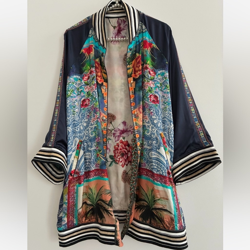 Johnny Was Long Silk Bomber Jacket